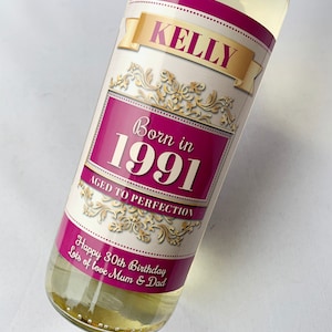 Personalised Any Birthday, Born in Any Year, Wine, Champagne Bottle Label, 18th, 21st, 30th, 40th, 50th, 60th, 70th Birthday