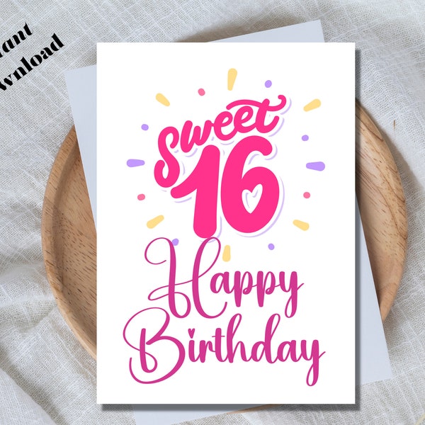 16th Happy birthday, Daughter Sweet 16, Happy Sweet 16, Sweet 16 for Girls, Sweet 16 Teenager, Happy Birthday Digital Download,