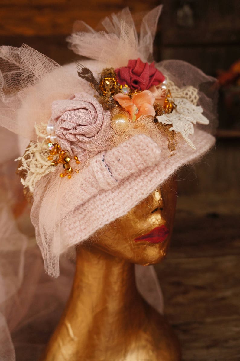Victorian mohair winter hat Unique winter accessory Winter headdress Vintage beaded cap One of a kind winter hat RESERVED Winter Fairy
