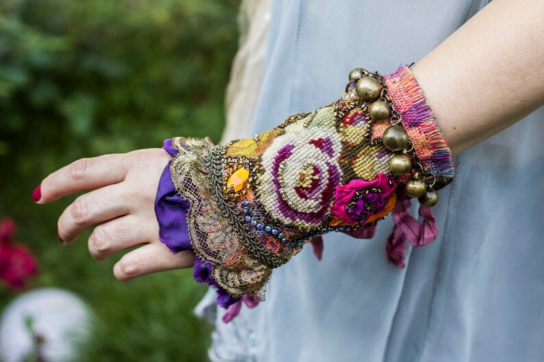 Handmade womens floral cuff bracelet romantic first date image 0