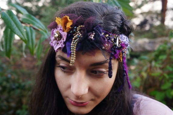 Gypsy Wedding Hair Accessory Bohemian Flower Headband Etsy