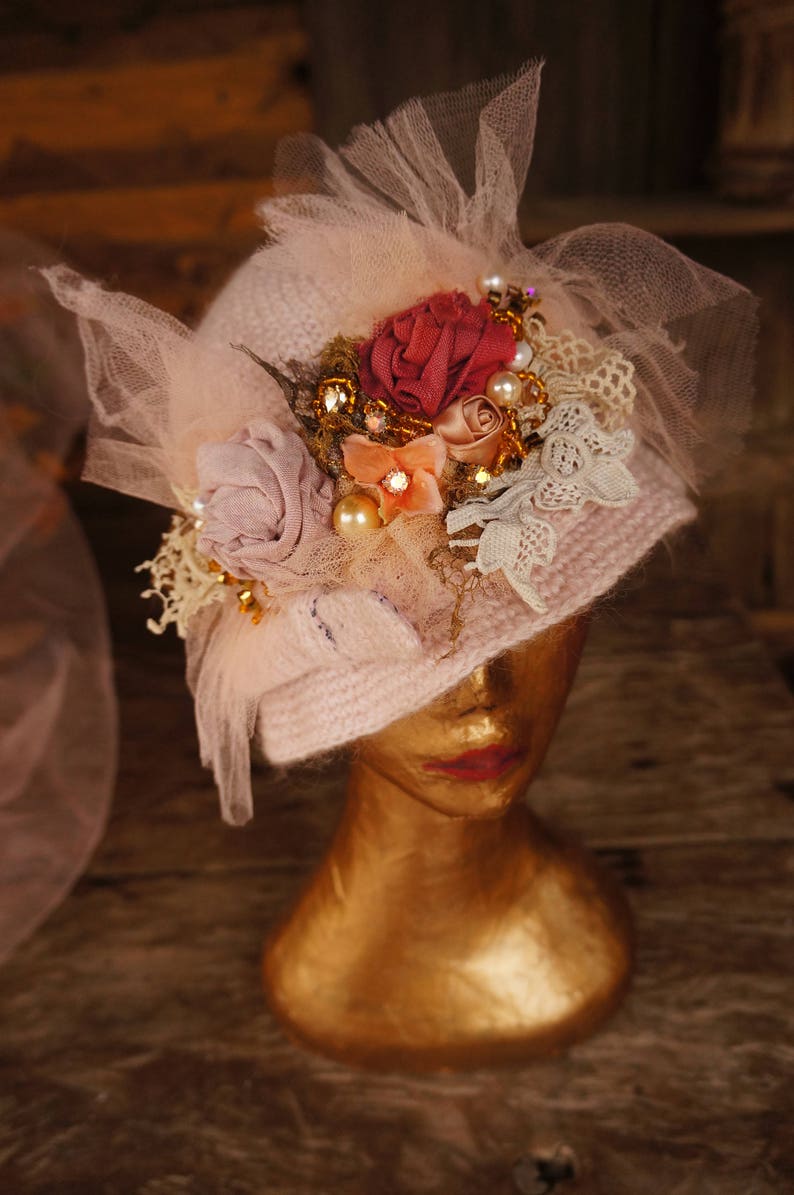 Victorian mohair winter hat Unique winter accessory Winter headdress Vintage beaded cap One of a kind winter hat RESERVED Winter Fairy
