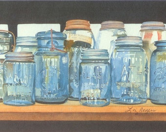 CANNING JARS  - Canning Jar Print - Vintage Canning Jar Art Print