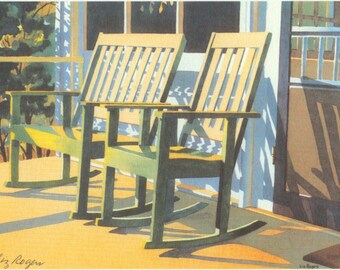 TRANQUILITY - Country Porch Wooden Rockers Print