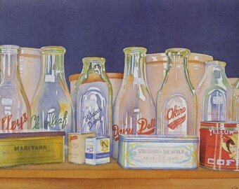 ICEBOX MEDLEY > Vintage Milk Bottles Art Print