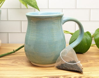 Blue handmade ceramic stoneware mug