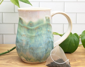Wavy handmade ceramic stoneware mug