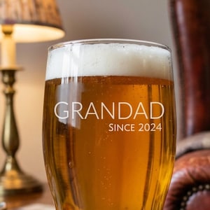 Personalised Beer Glass, Custom Beer Glass, Engraved Pint Glass, Beer Glasses, Personalized Pint Glass, Grandad Birthday Gift, New Grandad image 1