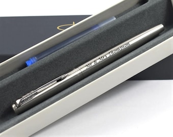 Penna stilografica Parker Jotter in acciaio inossidabile personalizzata e incisa - Penna Parker, penna stilografica incisa, regalo di nozze, compleanno, penne aziendali