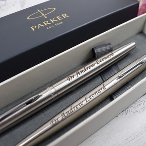Personalised Pen Set, Engraved Pen, Stainless Steel Parker Jotter Ball Pen & Fountain Pen Set, Graduation, Wedding Gift, Birthday, Christmas
