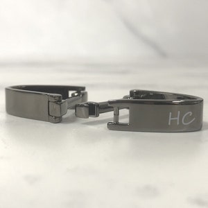 Personalised Cufflinks Initials Clip Style Gunmetal Cufflink Wedding Day Custom Engraved - Personalised Engraved Gift Box Available