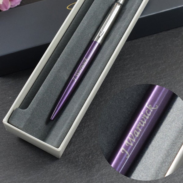 Personalised, Engraved Pen - Parker Victoria Violet Jotter Pen - Great Birthday and Christmas Gift, Wedding Gift, Valentines Day Gift