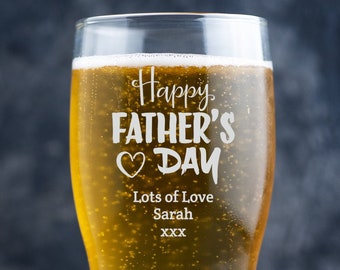 Personalised Pint Glasses, Custom Beer Glass, Engraved Pint Glass, Beer Glasses, Personalised Father's Day Pint Glasses Dad Beer Glass Gift