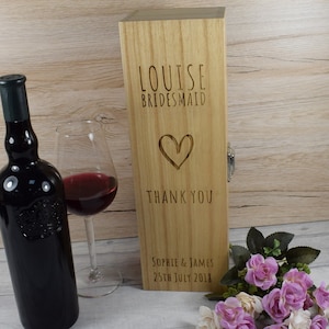 Wedding Wine Box, Personalised Engraved Rustic Wood Box - Wedding Gifts, Mother of the Bride, Bridesmaid Gift