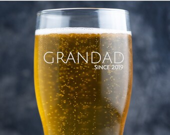 Personalised Beer Glass, Custom Beer Glass, Engraved Pint Glass, Beer Glasses, Personalized Pint Glass, Grandad Birthday Gift, New Grandad