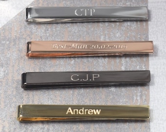 Mens Personalised Custom Engraved Tie bar - Tie clip - Tie Slide - Silver, Gold, Rose Gold, Gun Metal - Wedding and Birthday Gift