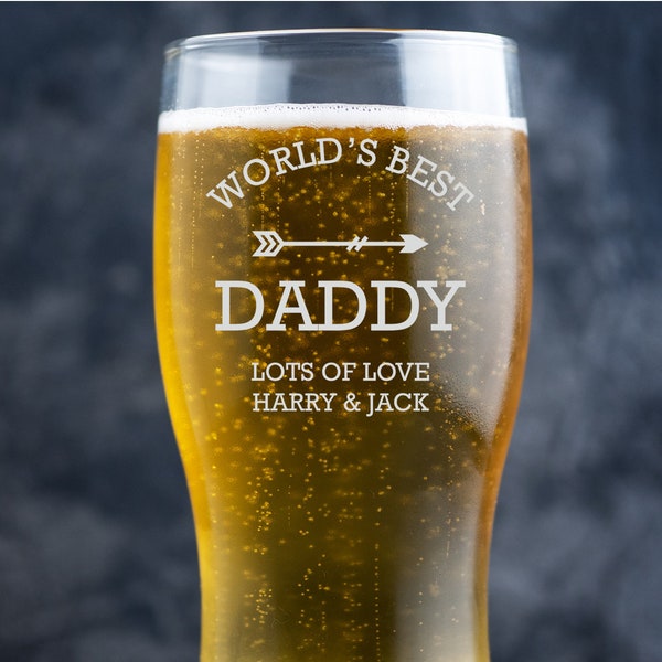 Personalised Beer Glass for Dads, Engraved Pint Glass, Best Dads Christmas Gift, Personalized Pint Glass, New Daddy Gift, World's Best Daddy