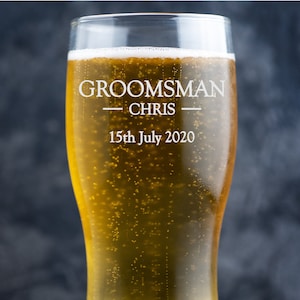 Custom Beer Glass, Personalized Beer Glass, Groomsmen Gift, Engraved Pint Glass, Beer Glasses, Personalized Pint Glass, Beer Gift, Best Man