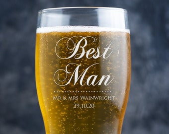 Graviertes Pintglas, benutzerdefiniertes Bierglas, Trauzeuge, Trauzeugen Geschenk