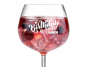 Any Name Any Colour Mothers Day B’day Anniversary Personalised Gin Glass