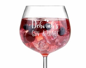 Verres à gin personnalisés, gravés Grand verre à gin cadeau de gin d’anniversaire - G&T - Verre Gin tonic et gin - Verre de fête des mères - Cadeau de gin de Noël