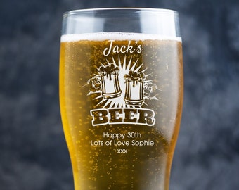 Personalised Beer Glass, Custom Beer Glass, Engraved Pint Glass, Beer Glasses, Personalized Pint Glass, Beer Gift, Birthday Gift - Steins
