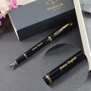 2018 Design Steel Gold Trim Personalised Engraved Parker Jotter Fountain Pen