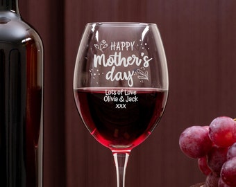 Gepersonaliseerde gegraveerde wijnglazen, geëtste wijn - mama cadeau, Moederdag cadeau