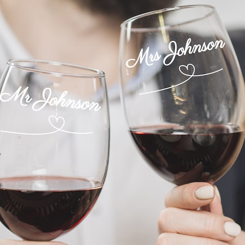 Custom Wine Glasses Set of 2 Personalised Wine Glasses Etsy