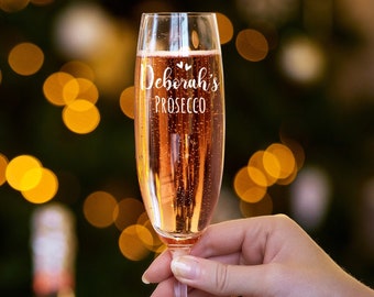 Personalised Prosecco Glass, Engraved Birthday Gift, Christmas Gift - Any Name and Drink
