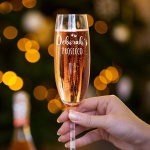 Personalisierte gravierte Champagner Flöte, personalisierte Prosecco Glas, gravierte Gläser, Geburtstagsgeschenk, Weihnachtsgeschenk - jeder Name und Getränk