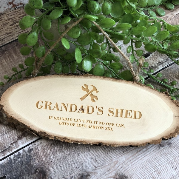 Personalised Engraved Wooden Garden Shed Hanging Sign | Grandads Shed Gift | Gardener Gifts | Allotment Sign | Tool Shed Workshop Sign