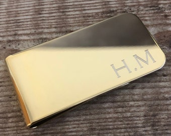 Personalised Custom Engraved Gold Plated Money Clip - Money Holder - Note Clip - Business, Corporate, Birthday Gifts