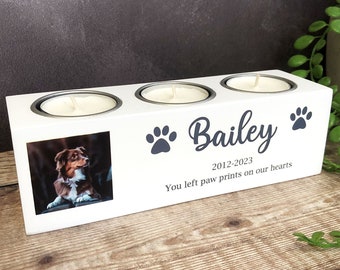 Personalised Photo Pet Memorial 3 Tealight Candle Holder - Pet Dog Memorial - Pet Photo Candle Holder - Pet Photo - Pet Remembrance