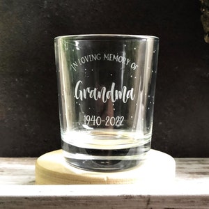 Personalised Remembrance Gift - Engraved Glass Candle Holder - ANY Name - Votive Tea Light Holder - In Loving Memory -Memorial Candle Holder