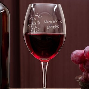 Personalised Child’s Drawing Engraved On Wine Glass | Mum Gift | Gift for Mum | Christmas Gifts | Mothers Day Gifts | Wine Glass