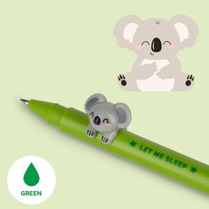 Bolígrafo de gel verde con forma de koala Legami Lovely Friends, bolígrafo con forma de koala, bonito koala, papelería para niños, bolígrafo con forma de koala Legami, bolígrafo de tinta verde
