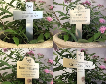 Personalised, Engraved Grave Memorial Marker Stakes, Remembrance Cross, All Weather Memorial Stake, Anniversary, Outdoor Grave Marker, Loss