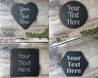 Posavasos de pizarra personalizados y grabados, regalos de bebidas personalizados