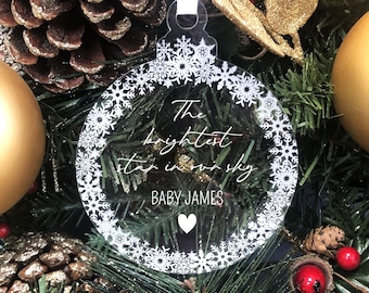 Personalised Memorial Christmas Tree Decoration | Brightest Star in the Sky Memorial Bauble | Any Name | Remembrance Xmas Tree Decoration