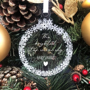 Personalised Memorial Christmas Tree Decoration | Brightest Star in the Sky Memorial Bauble | Any Name | Remembrance Xmas Tree Decoration