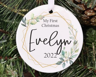 Personalised Baby's First Christmas Decoration, 1st Christmas Baby Bauble 2022, Baby Keepsake, Christmas Gifts for New Parents