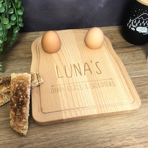 Personalised Dippy Egg and Soldiers Board | Breakfast Board | Personalised Egg and Toast Board | Engraved Wood Gift Ideas