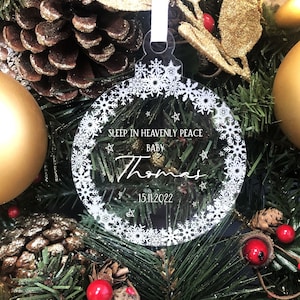 Personalised Memorial Christmas Tree Decoration | Sleep In Heavenly Peace Memorial Bauble | Any Name | Remembrance Xmas Tree Decoration