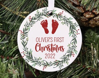 Personalised Baby's First Christmas Decoration Bauble, 1st Christmas Baby Ornament 2022, Baby Keepsake, Christmas Gift for New Parents Mums