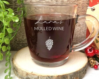 Personalised Mulled Wine Glass Mug, Name Mug, Christmas Punch, Christmas Gifts, Mulled Wine, Christmas Drink