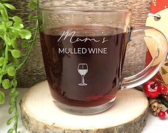 Personalised Mulled Wine Glass Mug, Name Mug, Christmas Punch, Christmas Gifts, Mulled Wine, Christmas Drink