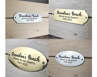 Personalised Bench Plaques, Remembrance Plaque, All Weather Memorial Plaque, Anniversary, Commemoration, Pet Plaque, Garden Seat Plaque