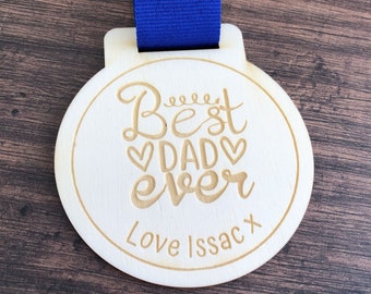 Personalised Engraved Best Dad Wooden Medal | Father's Day Gifts | Daddy Gifts l Best Dad Medal | Eco-friendly Medals | Gifts for Dads