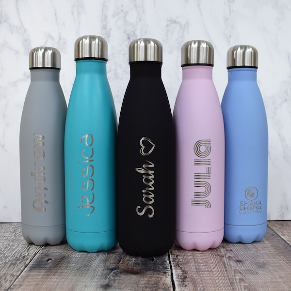 Personalised Water Bottle ENGRAVED - Gym Bottle, Reusable Bottle, Insulated Hot/Cold Flask